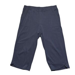 Pure Jill Gray Cotton Petite Linen Blend Jersey Pull On Wide Leg Pants Size LP